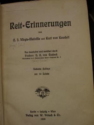 Tx 917 g: Reit-Erinnerungen (1906)