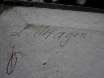 Te 15 2. Ex.: Beschreibung neuer Wasserbauwerke in Deutschland, Frankreich, den Niederlanden und der Schweiz (1826);G45 / 1294 (Hagen[?], L.[?]), Von Hand: Autogramm, Name; 'L. Hagen'. 