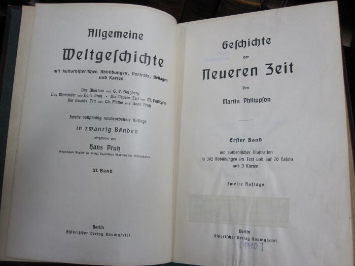 I 392 b 11: Geschichte der Neueren Zeit : Erster Band ([1910])