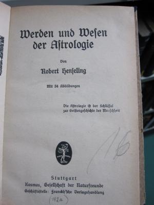 I 5864 4.Ex.: Werden und Wesen der Astrologie ([1924])