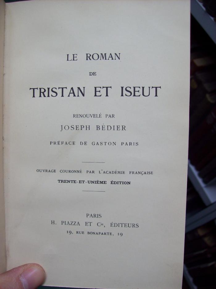 III 5587 2.Ex.: Le roman de Tristan et Iseut (o.J.)