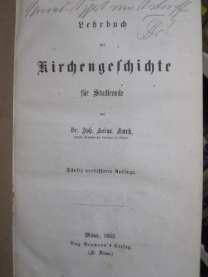 I 6813 e: Lehrbuch der Kirchengeschichte für Studierende (1863)