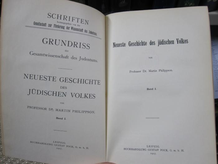 I 6319 1 2.Ex.: Neueste Geschichte des jüdischen Volkes (1907)