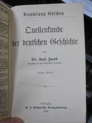 I 8122 1: Quellenkunde der deutschen Geschichte : Erster Band (1906)
