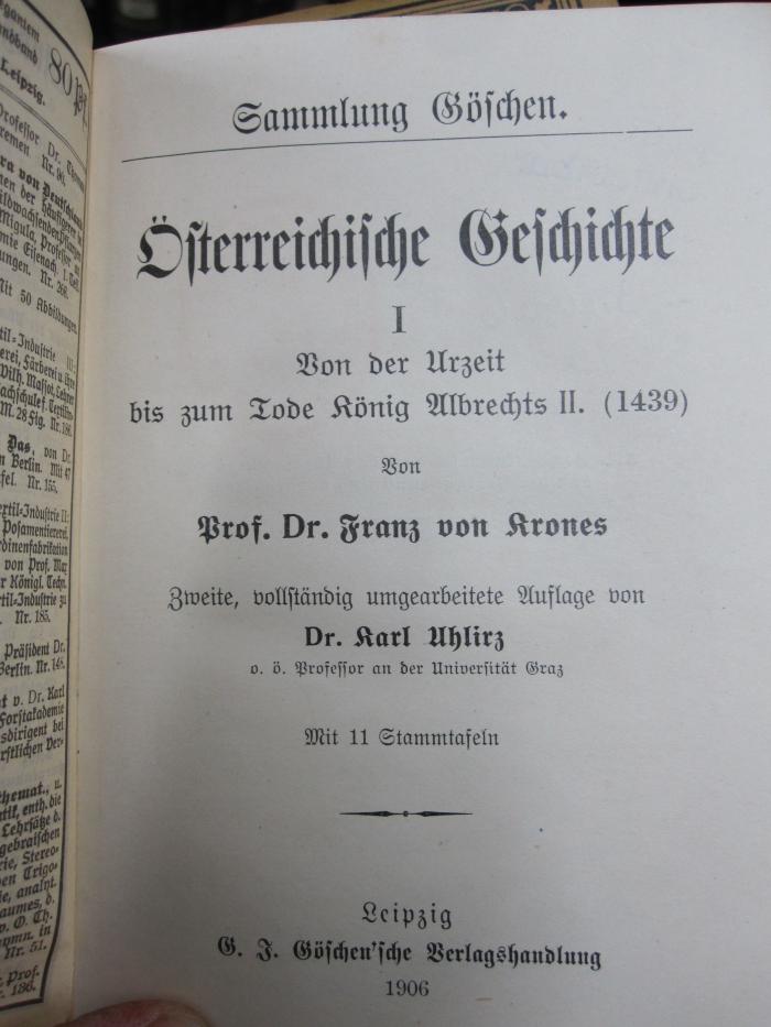 I 31036 1: Österreichische Geschichte : Von der Urzeit bis zum Tode König Albrechts II. (1439) (1906)