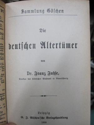 I 13159 3.Ex.: Die deutschen Altertümer (1900)