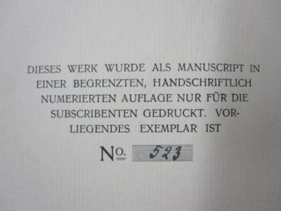I 25146 2.Ex.: Leipzig im Taumel : nach Originalbriefen eines reisenden Edelmanns (um1900);G45 / 576 (unbekannt), Von Hand: Exemplarnummer, Besitzwechsel; '[Dieses Werk wurde als Manuscript in einer begrenzten, handschriftlich numerierten Auflage nur für die Subscribenten gedruckt. Vorliegendes Exemplar ist No.] 523'. 