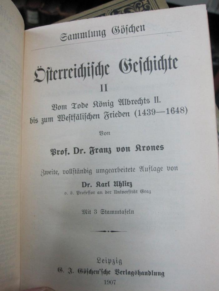 I 31036 2: Österreichische Geschichte : Vom Tode König Albrechts II. bis zum Westfählischen Frieden (1439 - 1648) (1907)