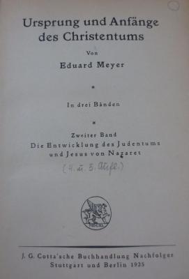 I 79406 e 2: Die Entwicklung des Judentums und Jesus von Nazaret (1925)