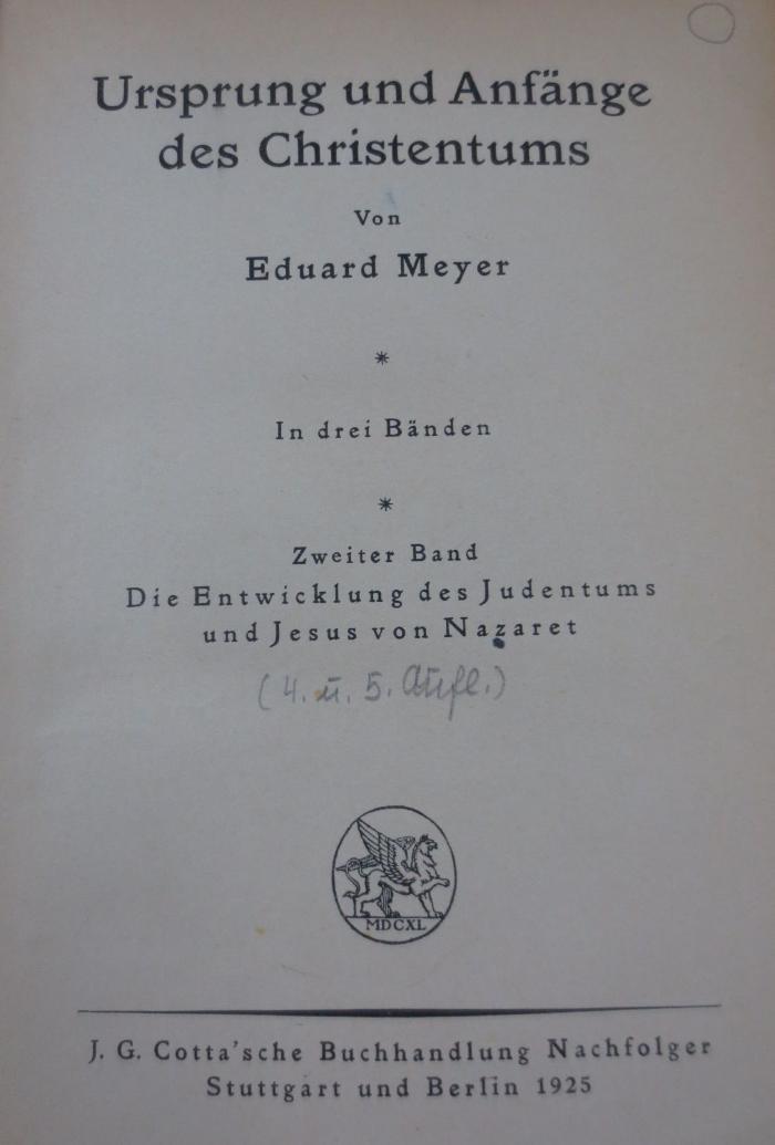 I 79406 e 2: Die Entwicklung des Judentums und Jesus von Nazaret (1925)