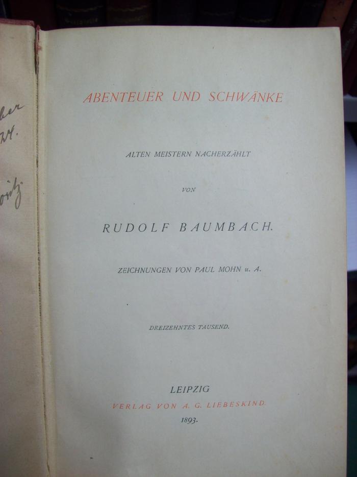 III 22145 1893: Abenteuer und Schwänke (1893)