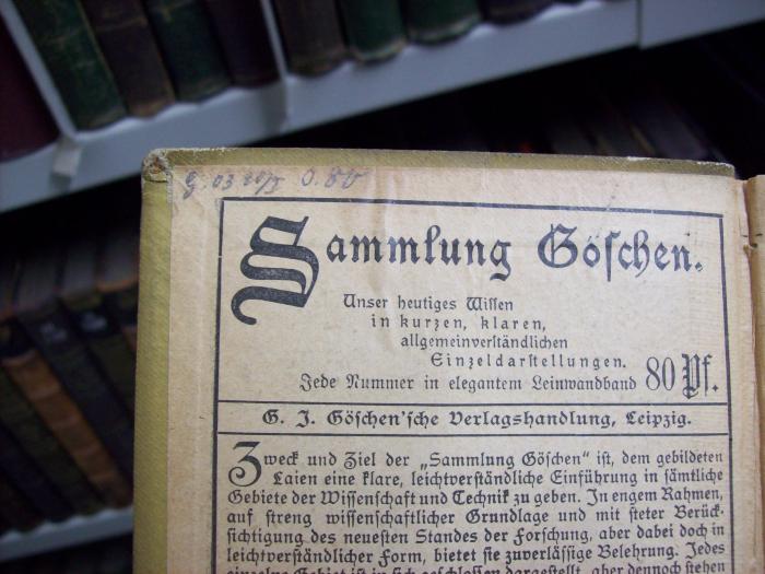 III 2305 2.Ex.: Deutsche Literaturgeschichte der Klassikerzeit (1902);G46 / 3256 (Werner, Max), Von Hand: Preis, Datum; 'G. 03 20/1 0.80'. 