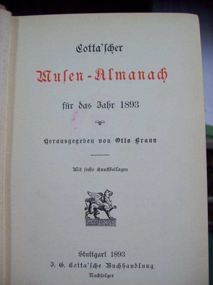 III 5091 1893 2.Ex.: Cotta'scher Musen-Almanach für das Jahr 1893 (1893)