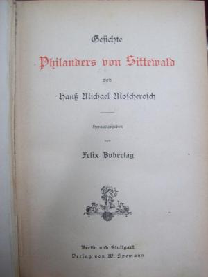 III 5160 32 2. Ex: Gedichte Philanders von Sittewald (o.J.)