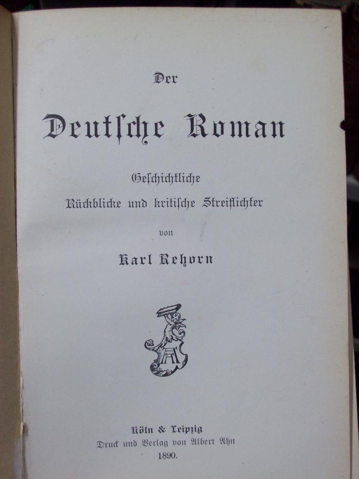 III 3331 2. Ex: Der Deutsche Roman : geschichtliche Rückblicke und kritische Streiflichter (1890)