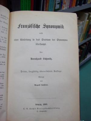 Sg 359 c: Französische Synonymik nebst einer Einleitung in das Studium der Synonyma überhaupt (1883)