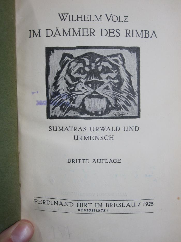 II 14253 c 2.Ex.: Im Dämmer des Rimba : Sumatras Urwald und Urmensch (1925)