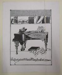 G45 / 89 (Fürstenheim, Marie (Mieze)), Etikett: Exlibris, Name, Abbildung; 'Dies Buch gehört: Mieze Fürstenheim'. 