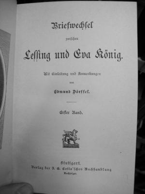 III 15084 3. Ex.: Briefwechsel zwischen Lessing und Eva König (o.J.)