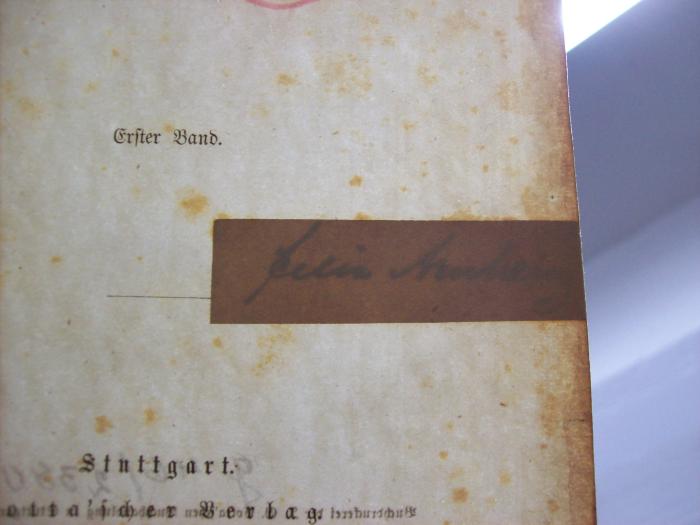 III 17383 1  2  4. Ex.: Schillers sämmtliche Werke in zwölf Bänden (1862);G46 / 2380 (Arnheim, Celia), Von Hand: Autogramm, Name; 'Celia Arnheim'. 