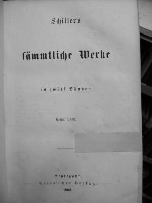 III 17383 1  2  4. Ex.: Schillers sämmtliche Werke in zwölf Bänden (1862)