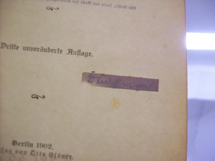 III 11201 c: Eine neue Faust-Erklärung (1902);G46 / 3377 (Danziger, Karl), Von Hand: Autogramm, Name; 'Dr Karl Danziger'. 