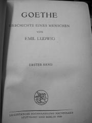 III 10038 1 3.Ex.: Goethe : Geschichte eines Menschen (1920)