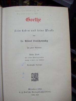 III 10011 co 1: Goethe : sein Leben und seine Werke (1916)