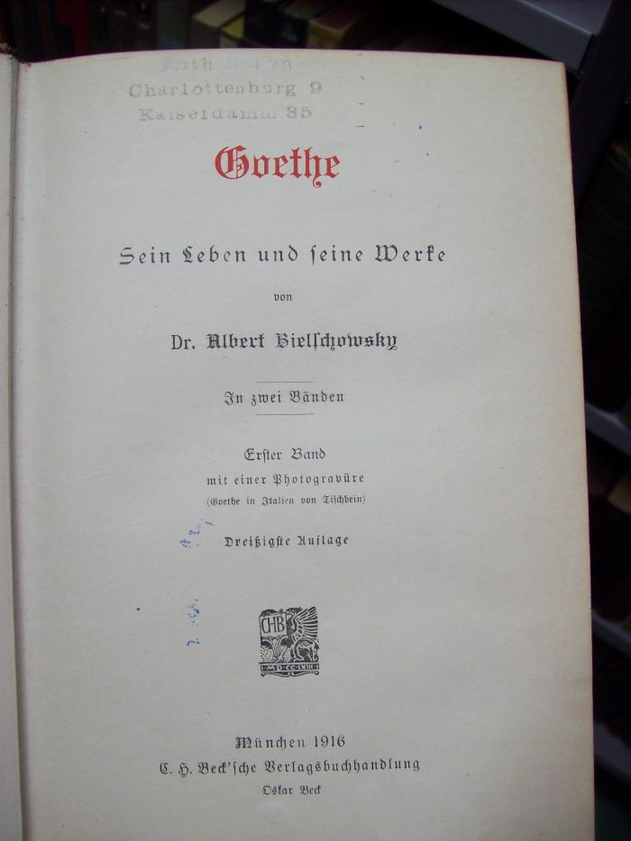 III 10011 co 1: Goethe : sein Leben und seine Werke (1916)
