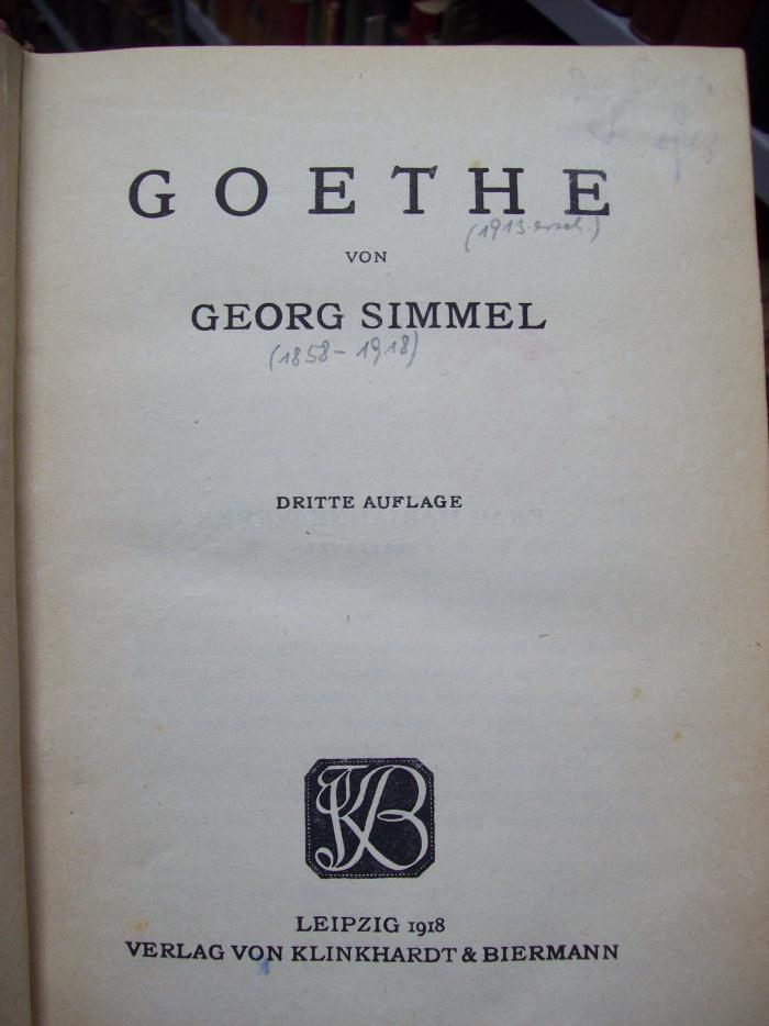 III 10027 c: Goethe (1918)