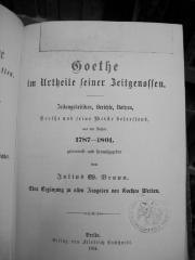 III 17190 2  2  3. Ex: Goethe im Urtheile seiner Zeitgenossen : Zeitungskritiken, Berichte, Notizen, Goethe und seine Werke betreffend aus den Jahren 1787 - 1801 (1884)
