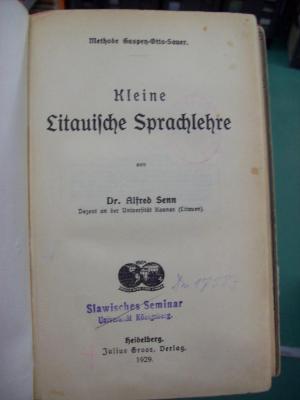 Sh 79 2. Ex: Kleine Litauische Sprachlehre (1929)