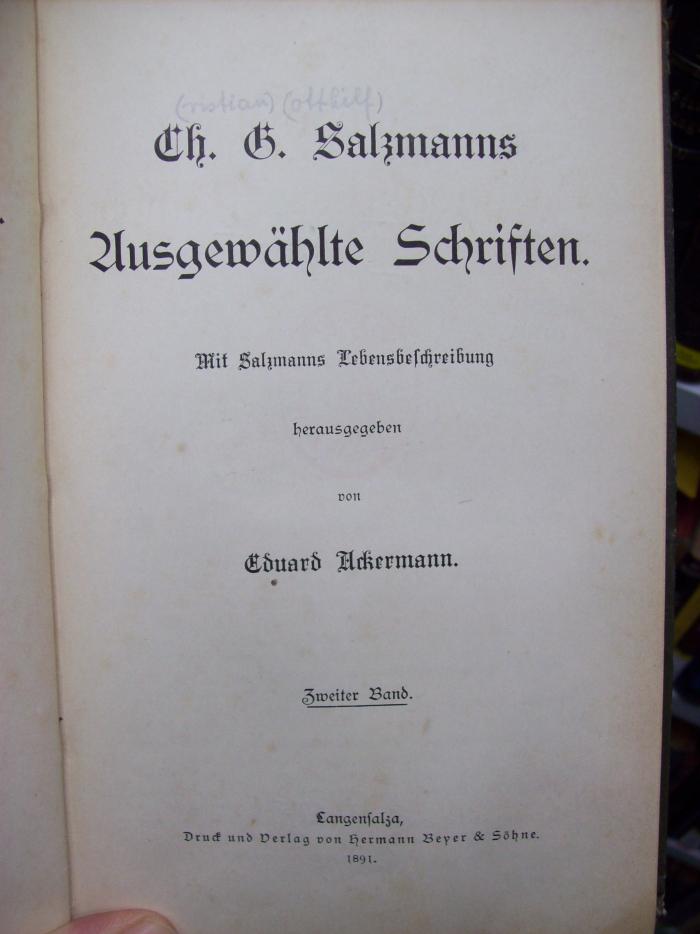 XV 1855 2. Ex.: Ausgewählte Schriften (1891)