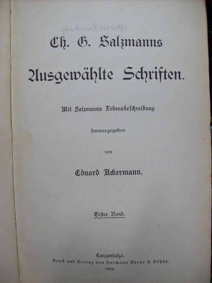 XV 1855 1: Augewählte Schriften (1889)