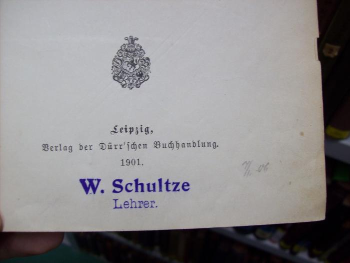 XV 2265 d,1: Handbuch der Pädagogik (1901);G46 / 1986 (unbekannt), Von Hand: Datum; '7/1.06'. 