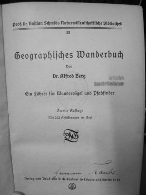 II 473 2. Ex.: Geographisches Wanderbuch (1918)