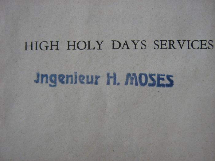 - (Moses, H.), Stempel: -; 'Ingenieur H. Moses'. 