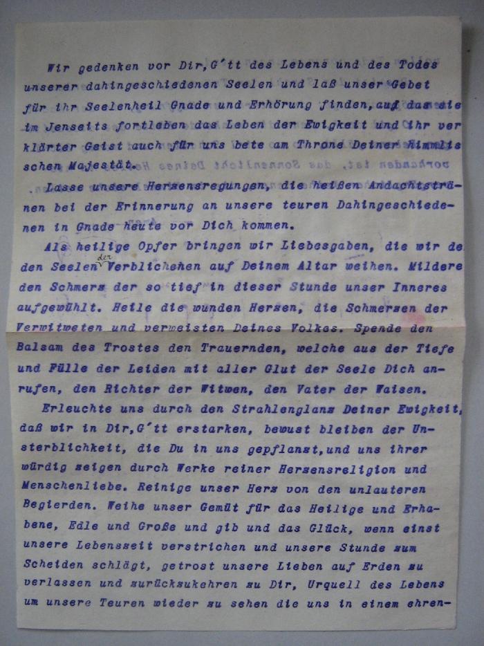 -, Papier: -; 'Gebet? Predigt?'