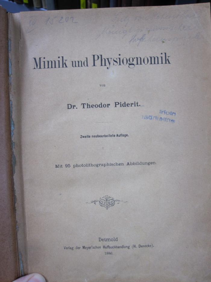 IV 15202 2.Ex.: Mimik und Physiognomik (1886)