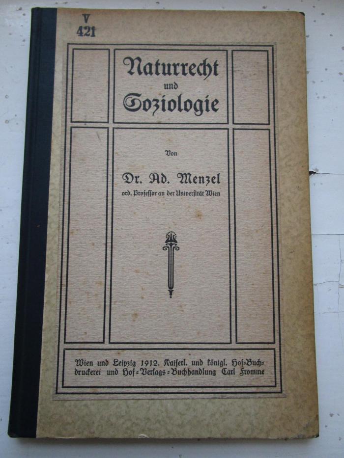 V 421 2. Ex.: Naturrecht und Soziologie (1912)