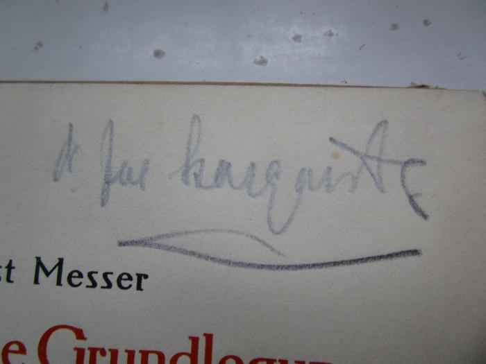 Pa 33 2.Ex.: Philosophische Grundlegung der Pädagogik (1924);G46 / 2734 (Stargardter, Isidor Julius), Von Hand: Autogramm, Name, Berufsangabe/Titel/Branche; 'Dr. Jul. Stargardter'. 
