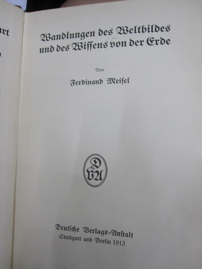 Kb 189: Wandlungen des Weltbildes und des Wissens von der Erde (1913)