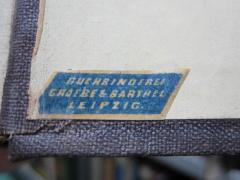 G46 / 3061 (Buchbinderei Groebe & Barthel), Etikett: Buchbinder, Name, Ortsangabe; 'Buchbinderei
Groebe & Barthel
Leipzig.'. 