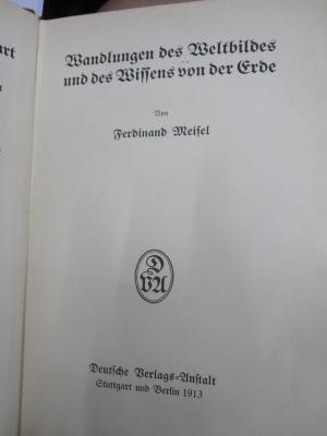Kb 189: Wandlungen des Weltbildes und des Wissens von der Erde (1913)