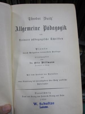 Pa 335 d: Allgemeine Pädagogik und kleinere pädagogische Schriften (1898)