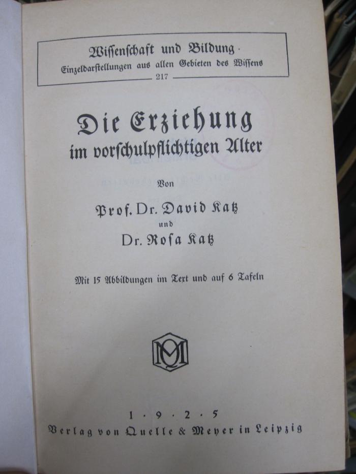 Pc 856: Die Erziehung im vorschulpflichigen Alter (1925)