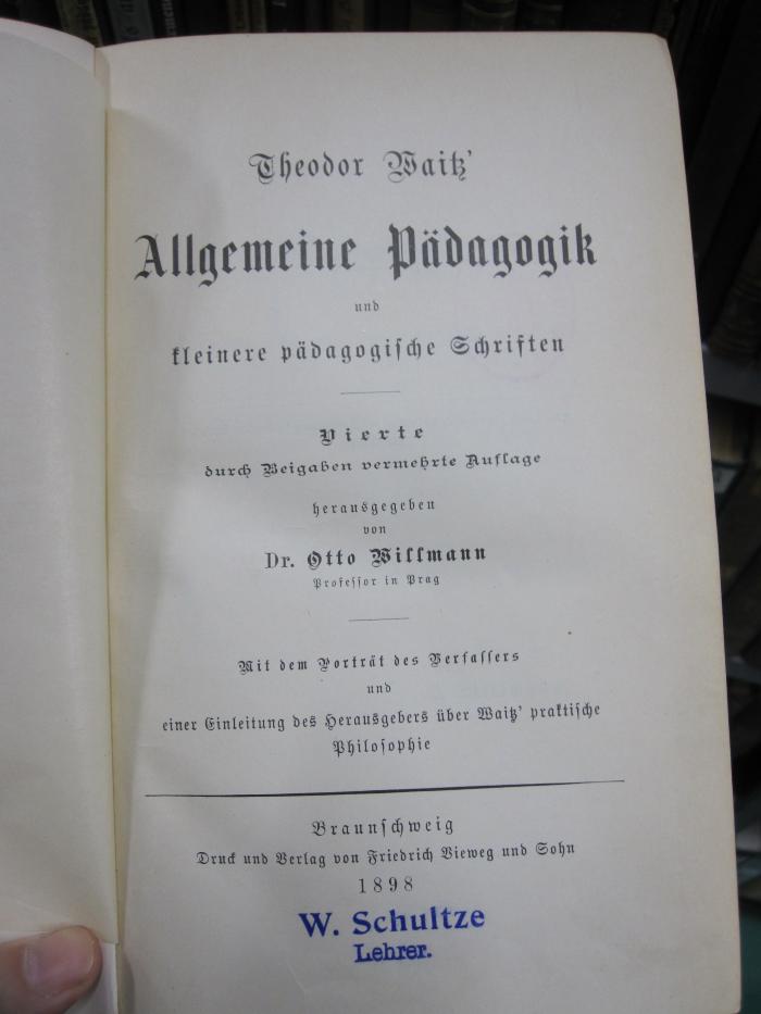 Pa 335 d: Allgemeine Pädagogik und kleinere pädagogische Schriften (1898)