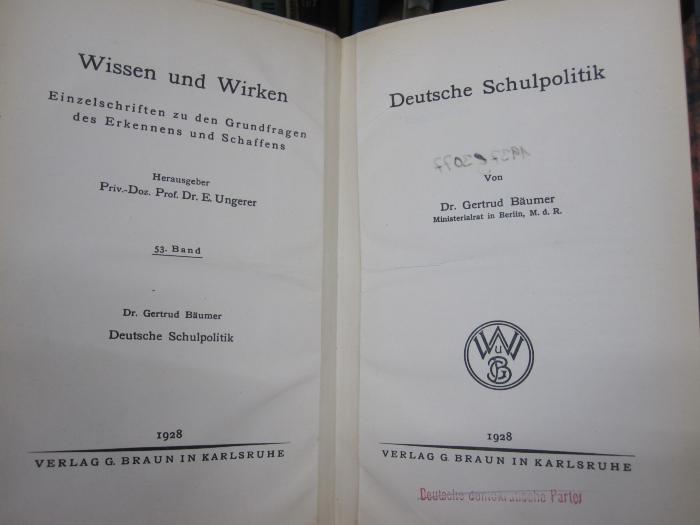 Pd 1 2.Ex.: Deutsche Schulpolitik (1928)