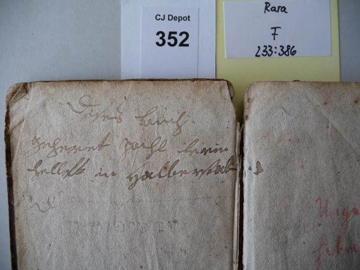 -, Von Hand: Notiz; 'Dieses Buch gehoert [...] in Halberstadt'