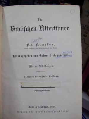 Ub 131 g: Die Biblischen Altertümer (1893)